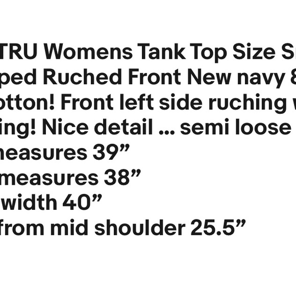 TIME & TRU Womens Tank Top Size Small 4-6 Striped Ruched Front New - Picture 7 of 7